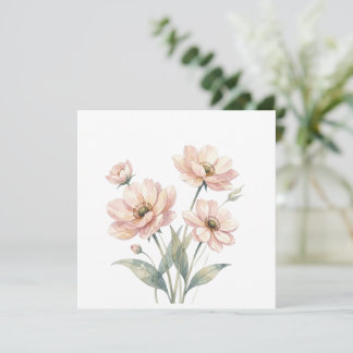Carte Soft Pink Floral Watercolor Bouquet Art