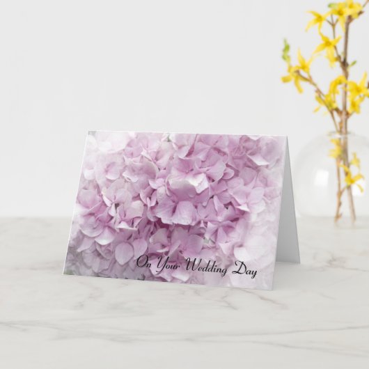 Carte Soft Pink Hydrangea Wedding Day Card (Fleur jaune)