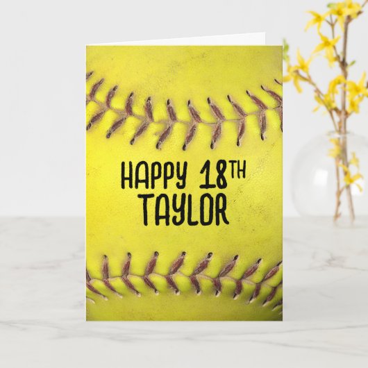 Carte Softball 18e anniversaire (Fleur jaune)