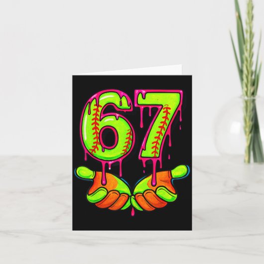 Carte Softball 67 Six Seven Funny Gen Alpha Meme Drip Te (Devant)