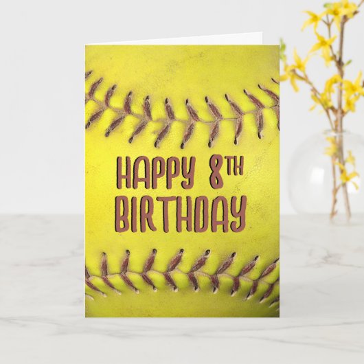 Carte Softball 8e anniversaire (Fleur jaune)