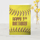 Carte Softball 9e anniversaire (Fleur jaune)