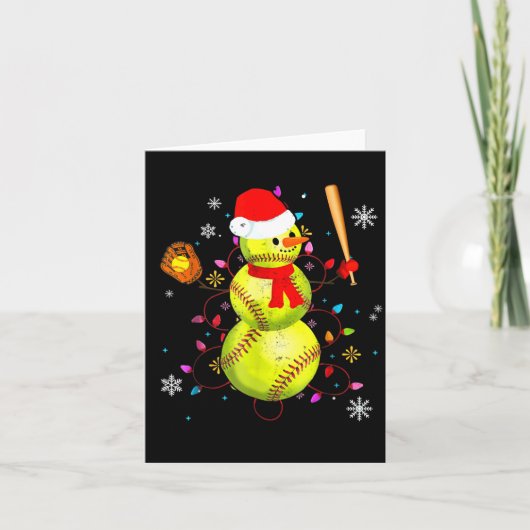 Carte Softball Christmas Funny Softball Snowman Xmas (Devant)