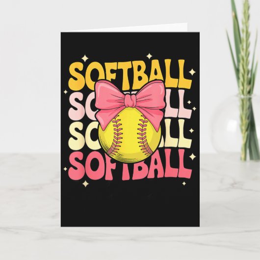 Carte Softball Groovy Coquette Arc Amoureux de Softball  (Devant)