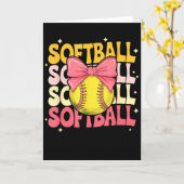 Carte Softball Groovy Coquette Arc Amoureux de Softball  (Fleur jaune)