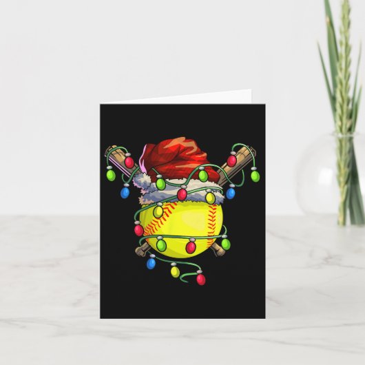 Carte Softball Noël Noël Lumières Noël Softball (Devant)