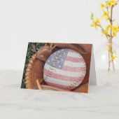 Carte Softball patriotique en gant (Fleur jaune)