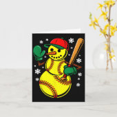 Carte Softball Santa Hat Snowman Xmas Funny Softball Chr (Fleur jaune)