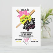 Carte softball, soirée softball, thème de baseball, fill (Debout devant)