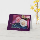 Carte Soie d'anniversaire et rose (Fleur jaune)