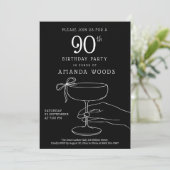 Carte Soignée Noir 90e Anniversaire (Debout devant)