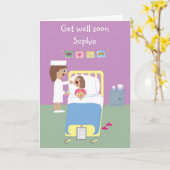 Carte Soin de l'Hôpital Cute Get Well Bientôt (Fleur jaune)