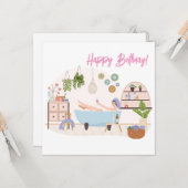 Carte Soins personnels spas Joyeux cadeau d'anniversaire (Devant/Arrière en situation)