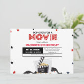 Carte Soirée cinéma Élégante Anniversaire Fête Invitatio (Debout devant)