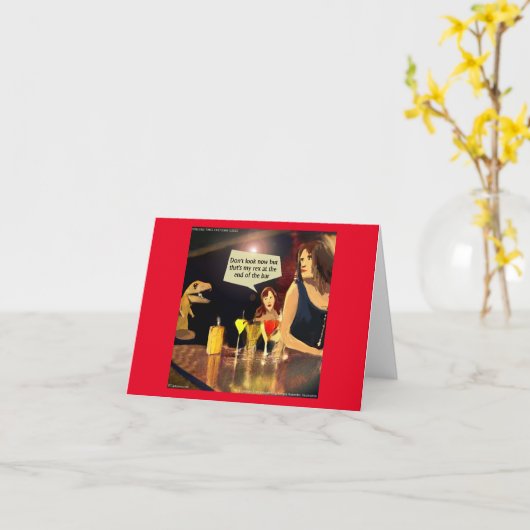Carte Soirée dames drôle avec T-Rex (Fleur jaune)