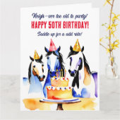 Carte Soirée d'anniversaire de chevaux de fête drôle (Fleur jaune)