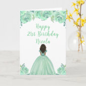 Carte Soirée d'anniversaire de la princesse de peau fonc (Fleur jaune)