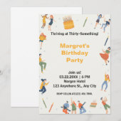 Carte Soirée d'anniversaire mignonne moderne (Devant / Derrière)