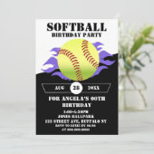 Carte Soirée d'anniversaire Softball Purple Fire (Debout devant)