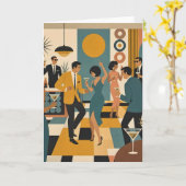 Carte Soirée Dansante Martini du Milieu du Siècle (Fleur jaune)