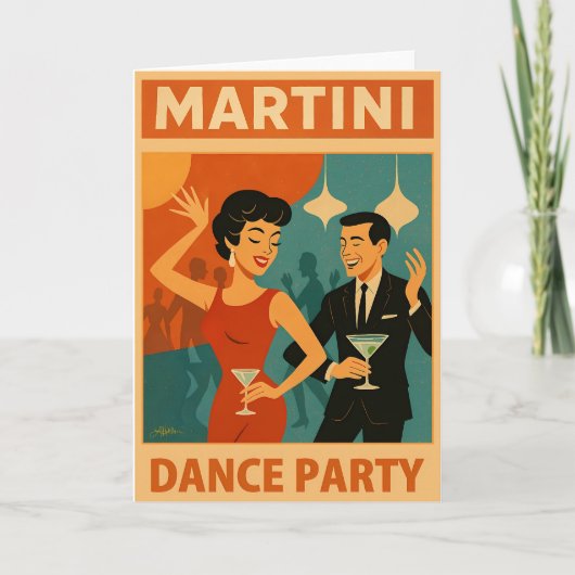 Carte Soirée Dansante Martini du Milieu du Siècle (Devant)