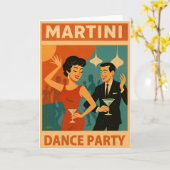 Carte Soirée Dansante Martini du Milieu du Siècle (Fleur jaune)