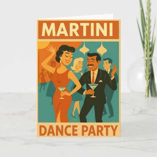 Carte Soirée Dansante Martini du Milieu du Siècle (Devant)