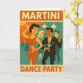 Carte Soirée Dansante Martini du Milieu du Siècle (Fleur jaune)