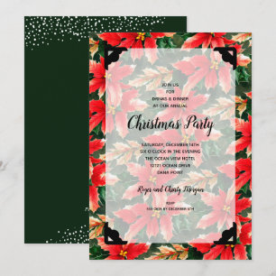 Carte Soirée de Noël à l'élégante verdure fleurie