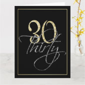 Carte Soirée Formelle, Noir & Or 30ème anniversaire (Fleur jaune)