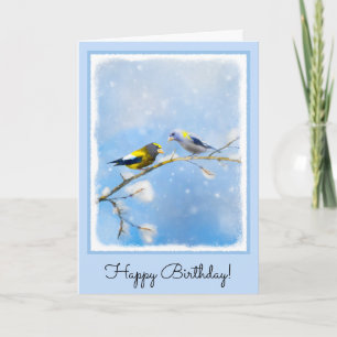 Carte Soirée Grosbeak Peinture - Cute Original Chien Art