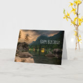 Carte Soirée Lac Mountain Photographie Anniversaire (Fleur jaune)