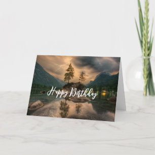 Carte Soirée Lac Mountain Photographie Anniversaire