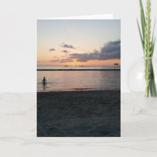 Carte Soirée Sunset Plage tropicale Waikiki Oahu Hawaii