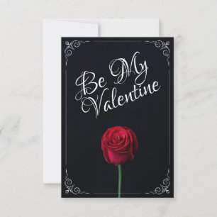 Carte Sois ma Saint-Valentin - Rose rouge foncé