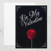 Carte Sois ma Saint-Valentin - Rose rouge foncé (Devant / Derrière)