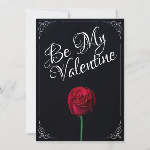 Carte Sois ma Saint-Valentin - Rose rouge foncé
