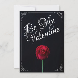 Carte Sois ma Saint-Valentin - Rose rouge foncé