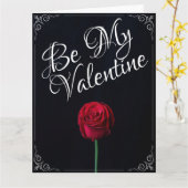Carte Sois ma Saint-Valentin - Rose rouge foncé (Fleur jaune)