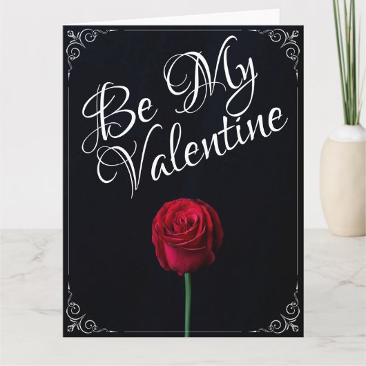 Carte Sois ma Saint-Valentin - Rose rouge foncé (Devant)