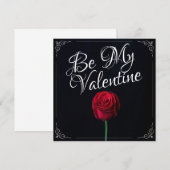 Carte Sois Ma Saint-Valentin - Rose Rouge Sombre (Devant / Derrière)