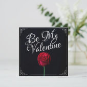Carte Sois Ma Saint-Valentin - Rose Rouge Sombre (Debout devant)