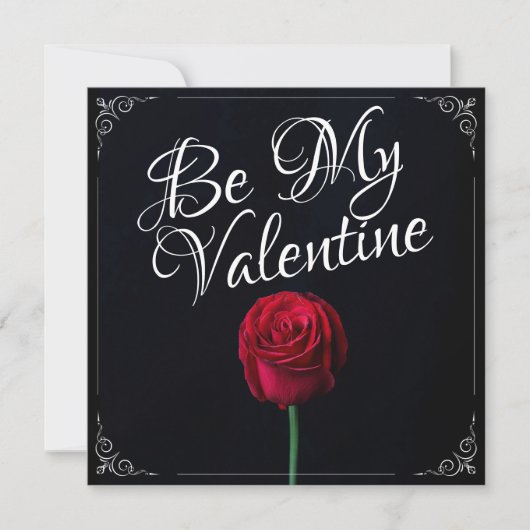 Carte Sois Ma Saint-Valentin - Rose Rouge Sombre (Devant)