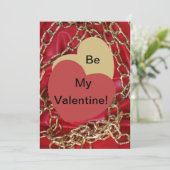 Carte Sois mon amour Cœurs d'amour or et rouge valentin (Debout devant)