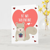 Carte Sois mon coeur rose écureuil de Saint Valentin (Fleur jaune)