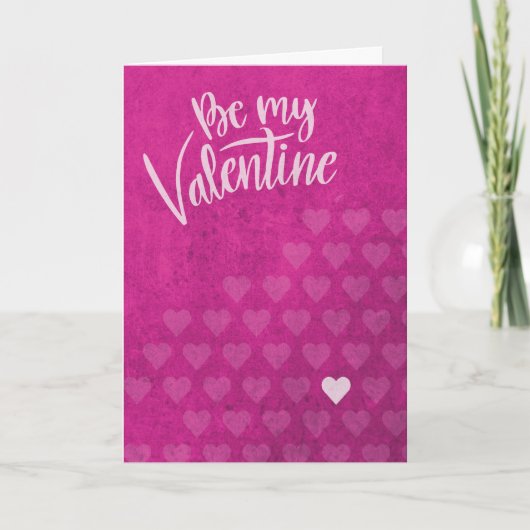Carte Sois mon Valentin Saint Valentin Cœurs Grunge Rose (Devant)