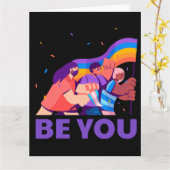 Carte Sois toi. LGBT+Pride. drapeau arc-en-ciel (Fleur jaune)