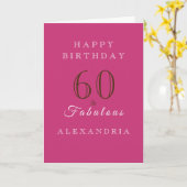 Carte Soixante et fabuleux rose chaud élégant anniversai (Fleur jaune)