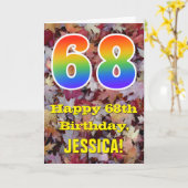 Carte soixante-huitième Anniversaire ; Feuille d'automne (Fleur jaune)