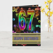 Carte soixante-septième Anniversaire avec des bulles et (Fleur jaune)